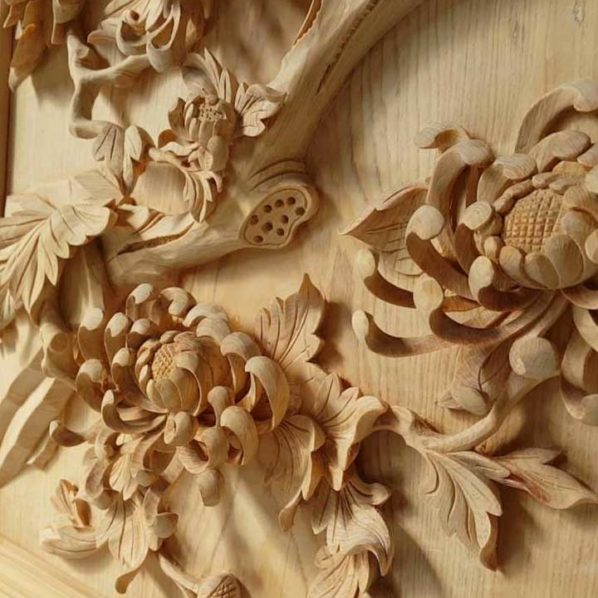 Tranh nhất long gỗ mun hoa 130x70x8cm